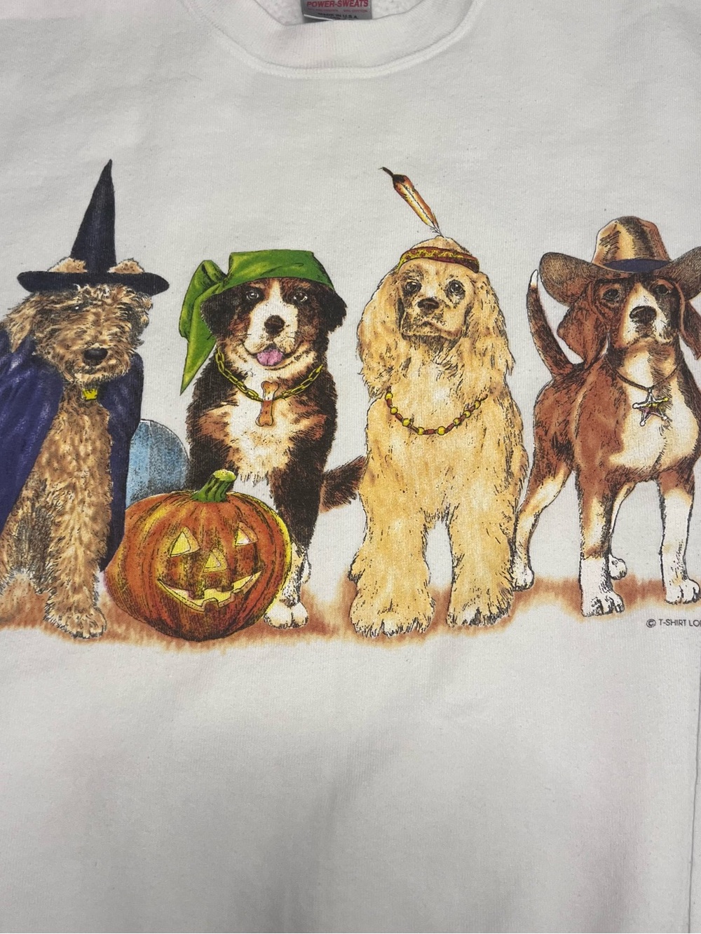 Vintage Halloween Crewneck Sweater with Halloween Dogs by Oneita - Picture 3 of 8